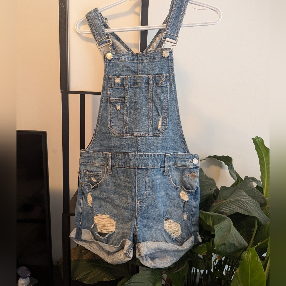 Garage short denim overalls
